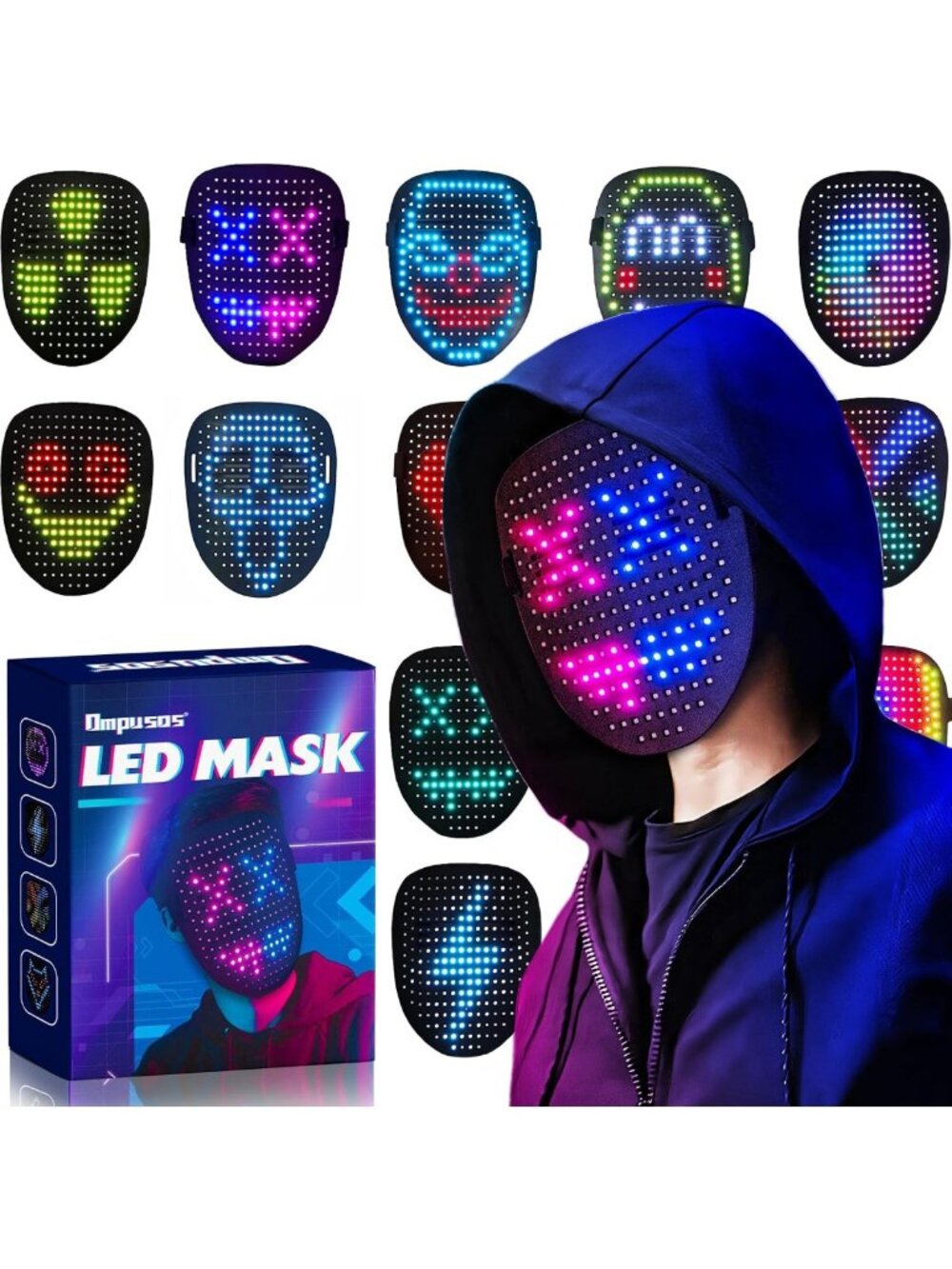 LED Gesture Sensing Light-Up Mask - Fun Kids' Toy & Gift for Boys and Girls
